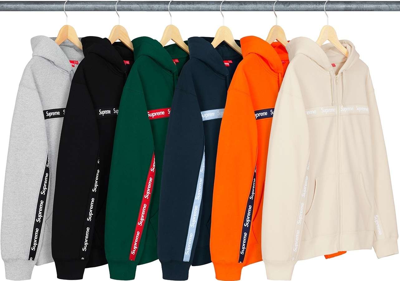 Text Stripe Zip Up Hooded Sweatshirt